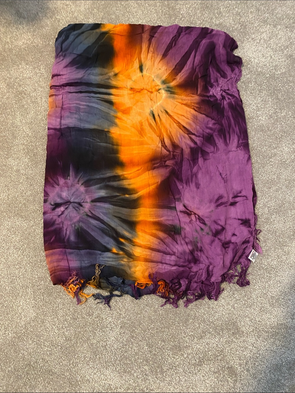 Tie-Dye Purple & Orange Fringe Beach Saron